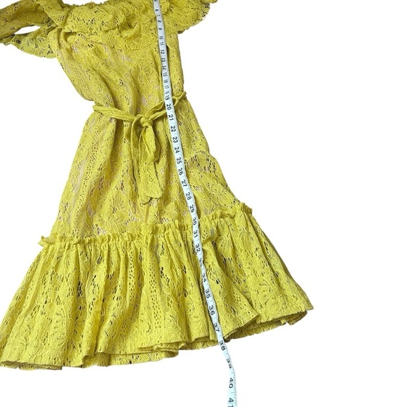 Zara Yellow Off The Shoulders Lace Dress- Size Small - Picture 16 of 16